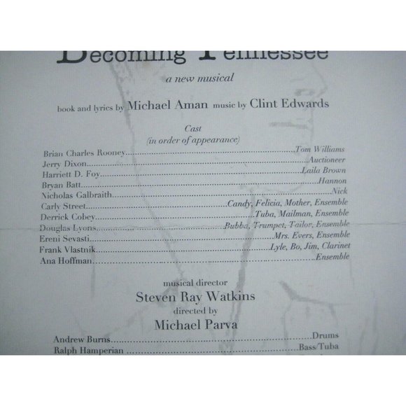 Becoming Tennessee 2011 Program Single Sheet Bryan Batt Directors Company Photo - Picture 4 of 6